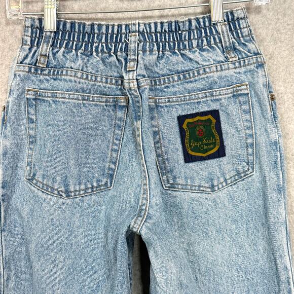 Vtg 90's Gap Kids Classic Jeans Size Boys 14 Elastic Waist Logo Patch Preppy - Picture 8 of 16